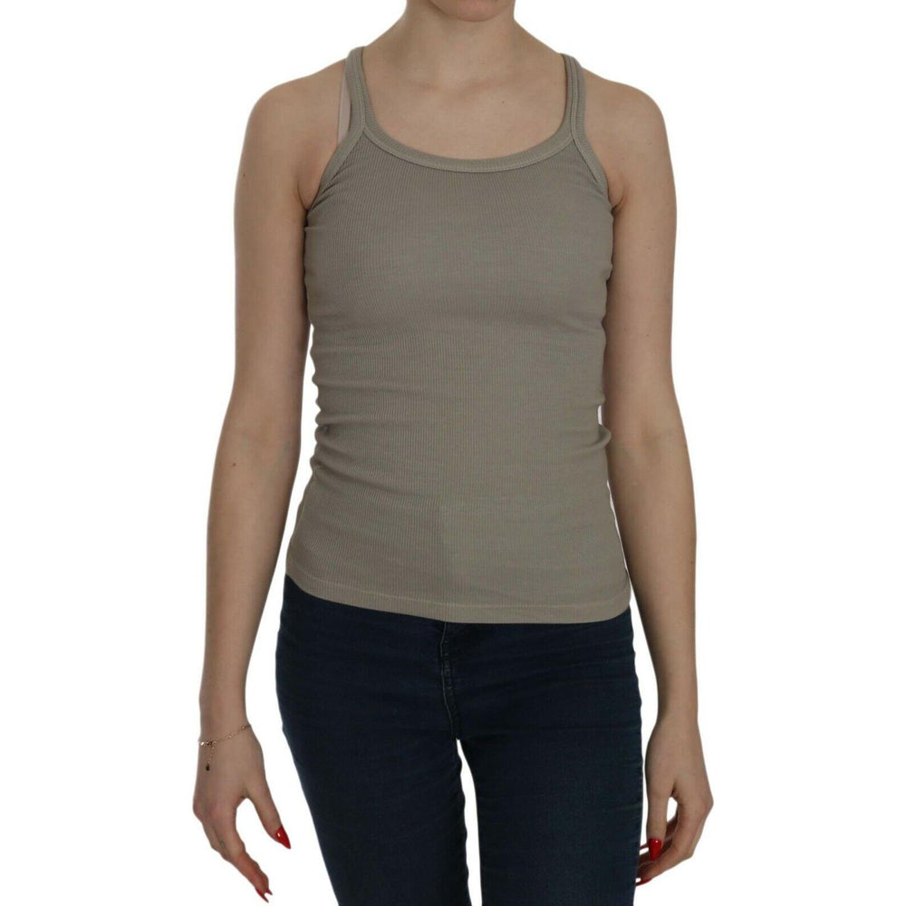 PINK MEMORIES Beige Sleeveless Spaghetti Strap Tank Blouse TSH3917- 40