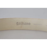 John Galliano Pink Leather Letter Logo Round Buckle Waist Belt WMB245-100