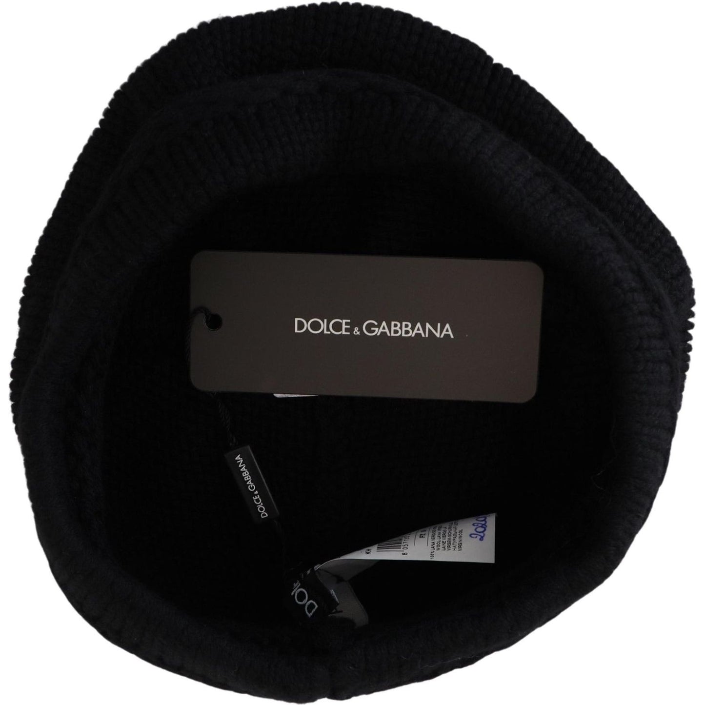 Dolce & Gabbana Elegant Black Virgin Wool Beanie Hat Dolce & Gabbana Black