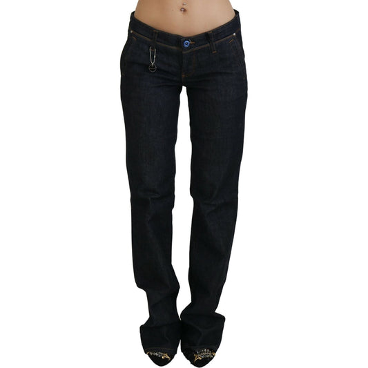 Costume National Blue Low Waist Straight Denim Pants Jeans