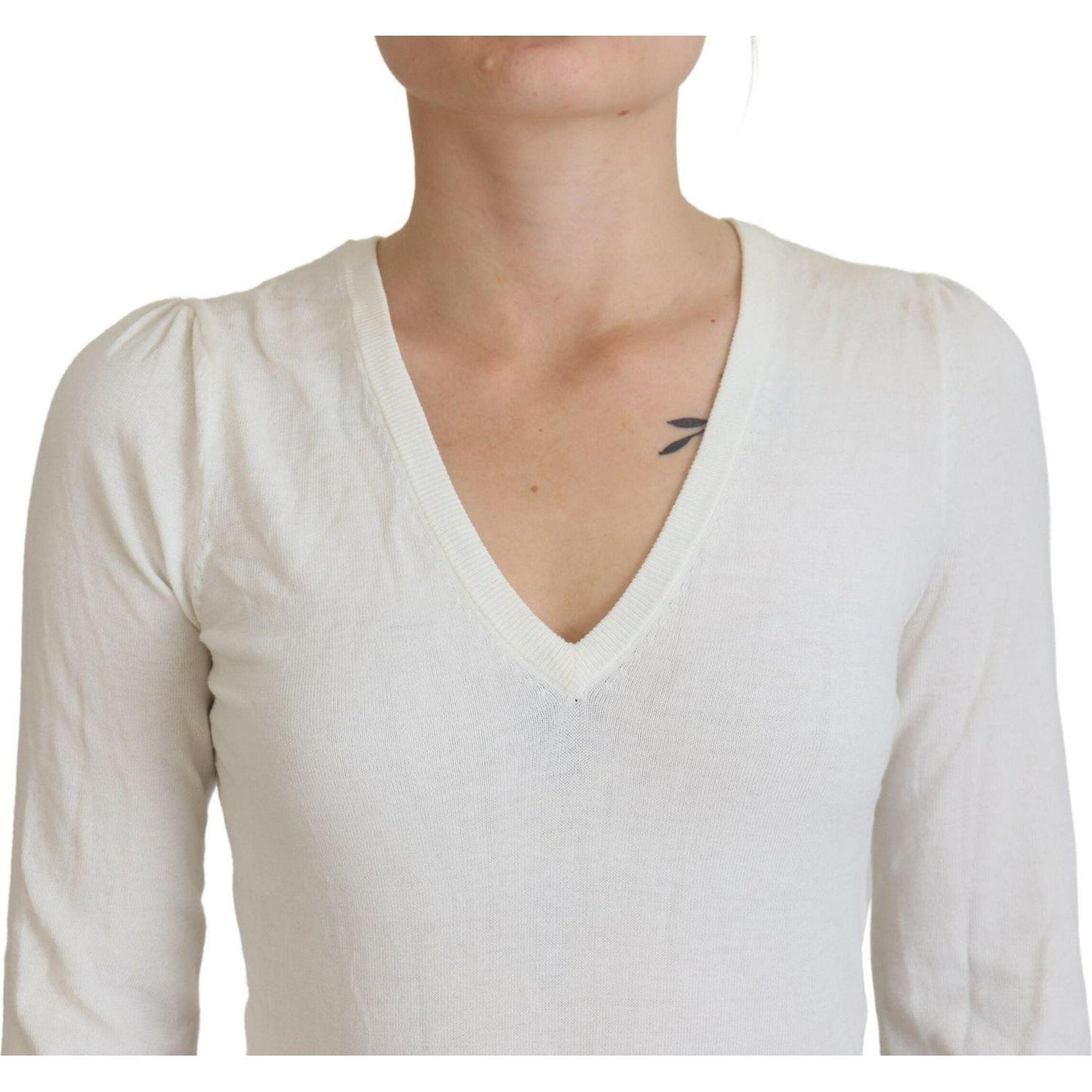 Patrizia Pepe Chic Ivory Casual Blouse Patrizia Pepe Light Gray