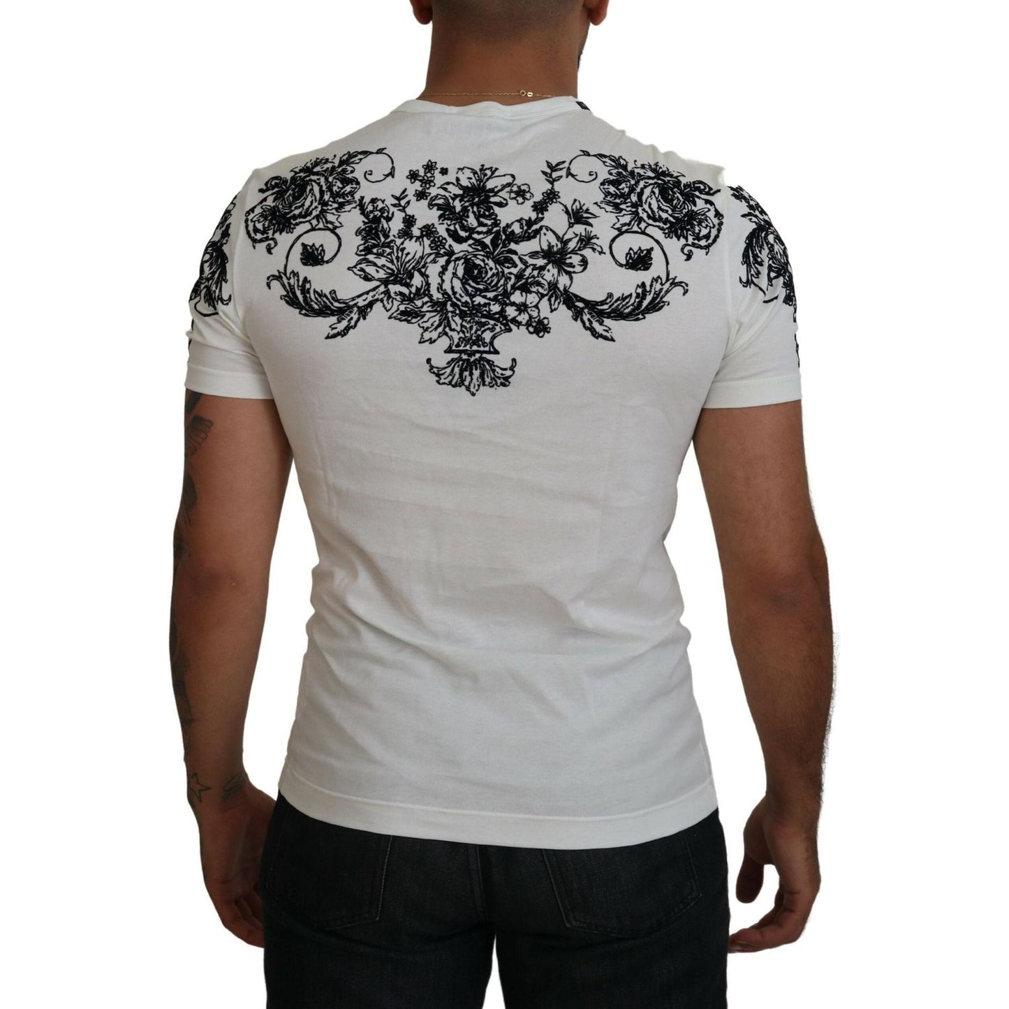 Dolce & Gabbana Elegant Floral Crown Tee Dolce & Gabbana Dark Gray