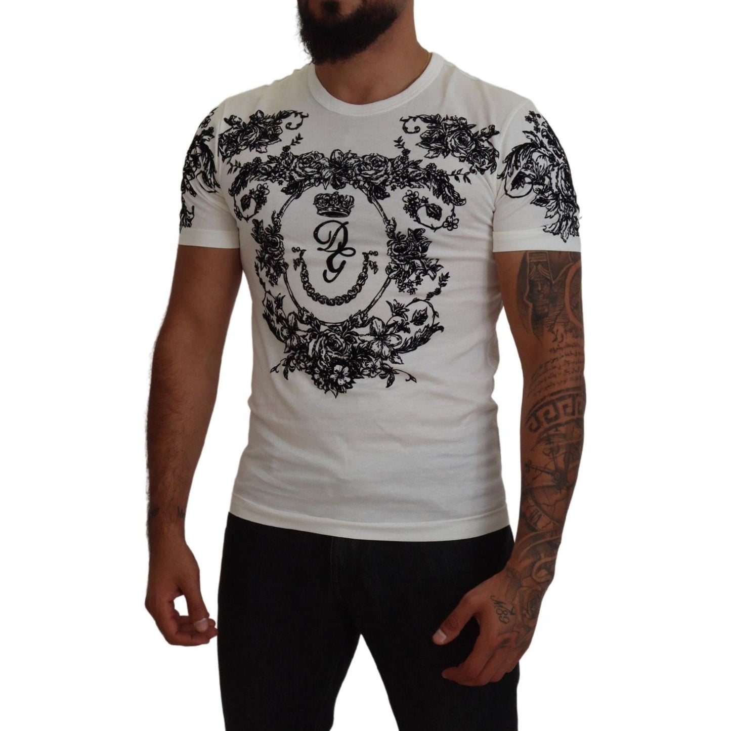 Dolce & Gabbana Elegant Floral Crown Tee Dolce & Gabbana Dark Slate Gray