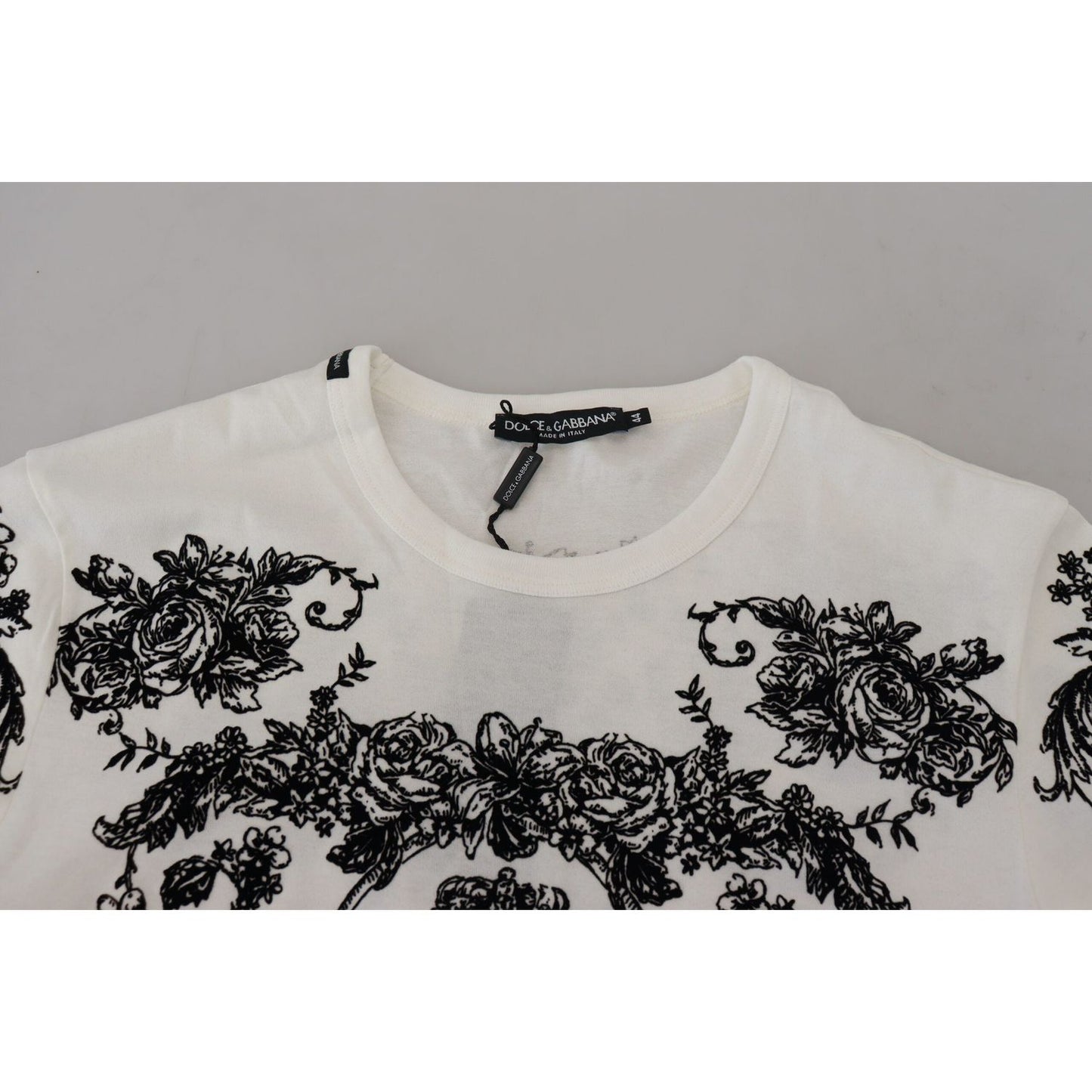 Dolce & Gabbana Elegant Floral Crown Tee Dolce & Gabbana Dark Gray