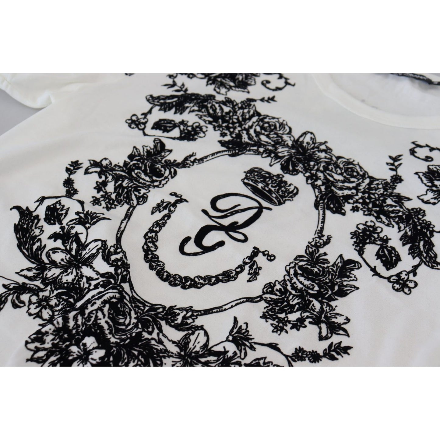 Dolce & Gabbana Elegant Floral Crown Tee Dolce & Gabbana Black