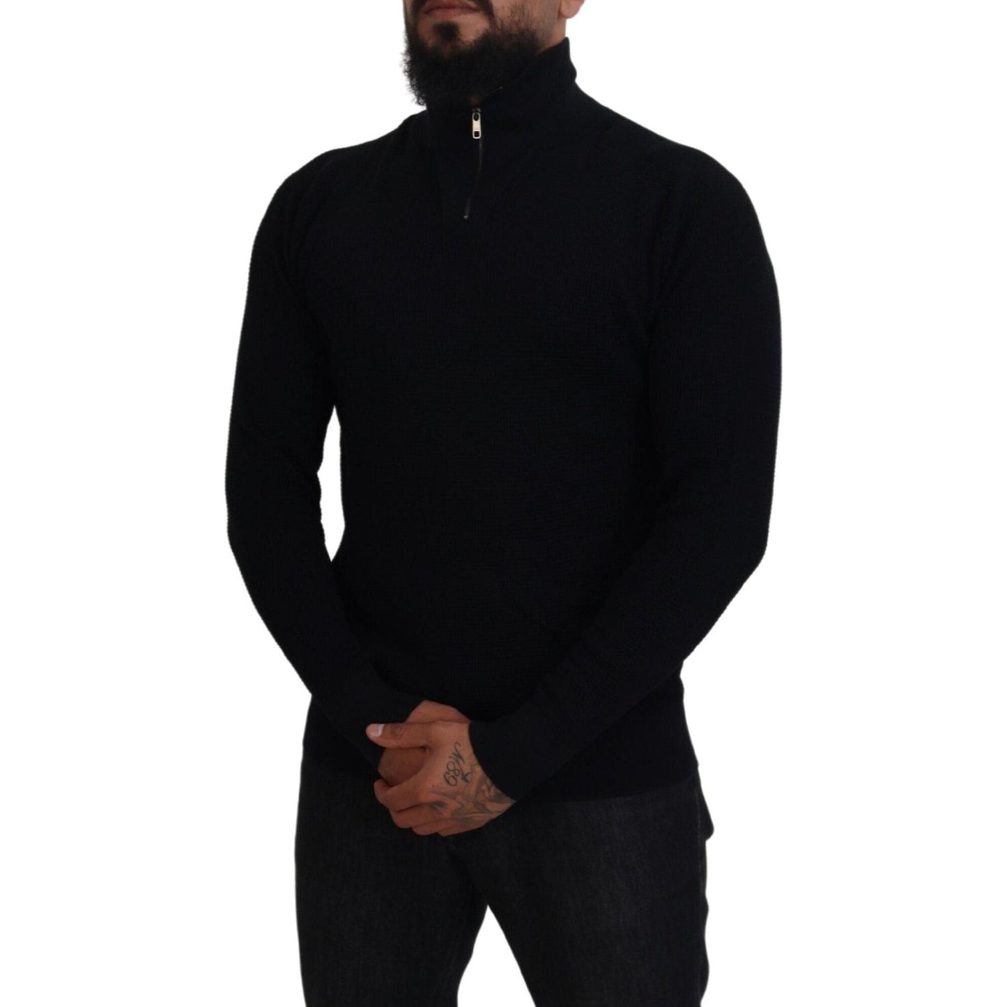 Dolce & Gabbana Elegant Silk Blend Black Pullover Sweater Dolce & Gabbana Black