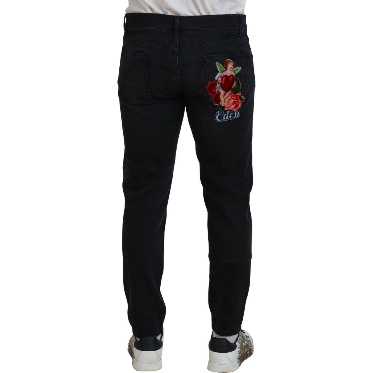 Dolce & Gabbana Black Angel Embroidery Skinny Denim Jeans PAN74717-52