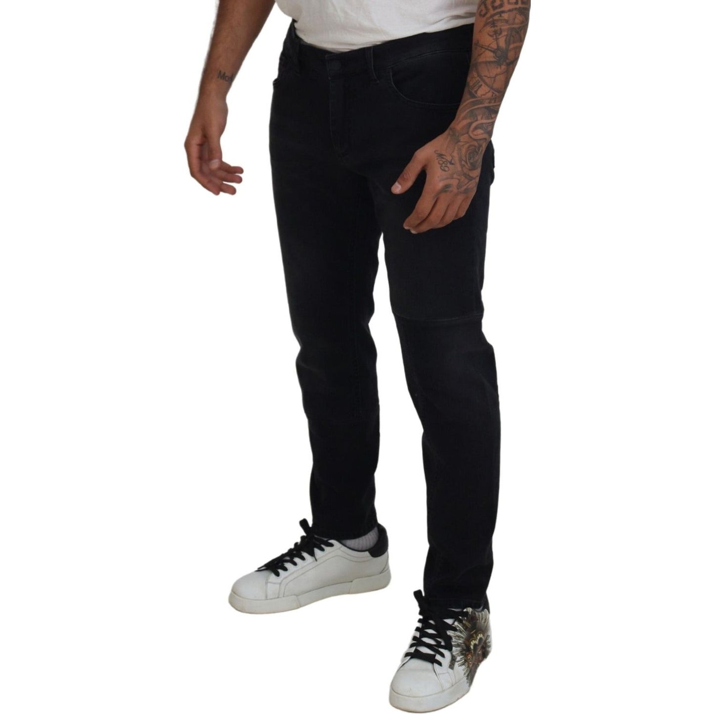 Dolce & Gabbana Black Angel Embroidery Skinny Denim Jeans PAN74717-52