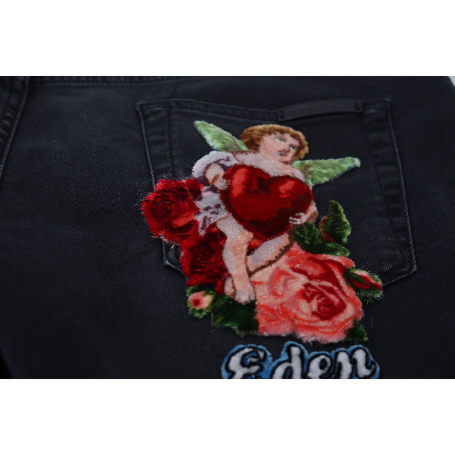 Dolce & Gabbana Black Angel Embroidery Skinny Denim Jeans PAN74717-52