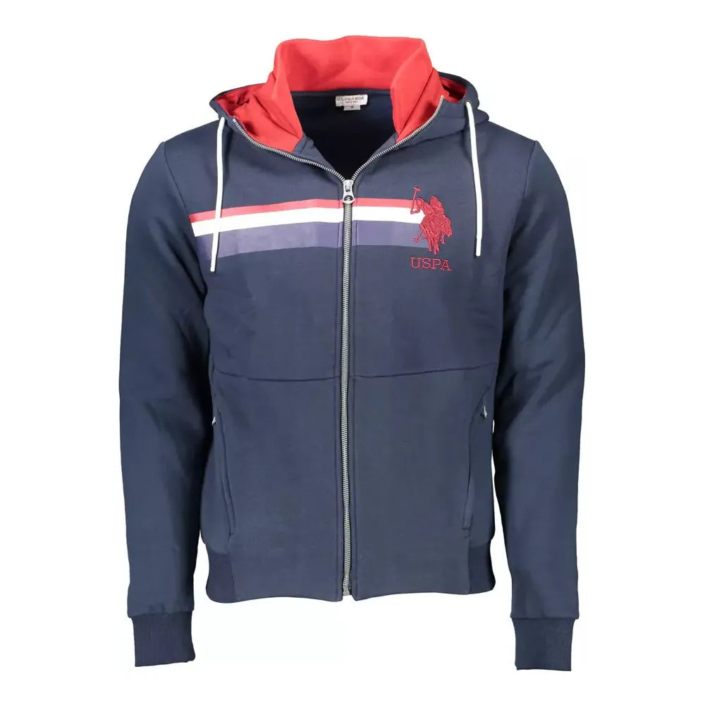 U.S. POLO ASSN. Chic Blue Hooded Zip Sweatshirt - Embroidered Detail U.PO-9365-XXL-FBB-229