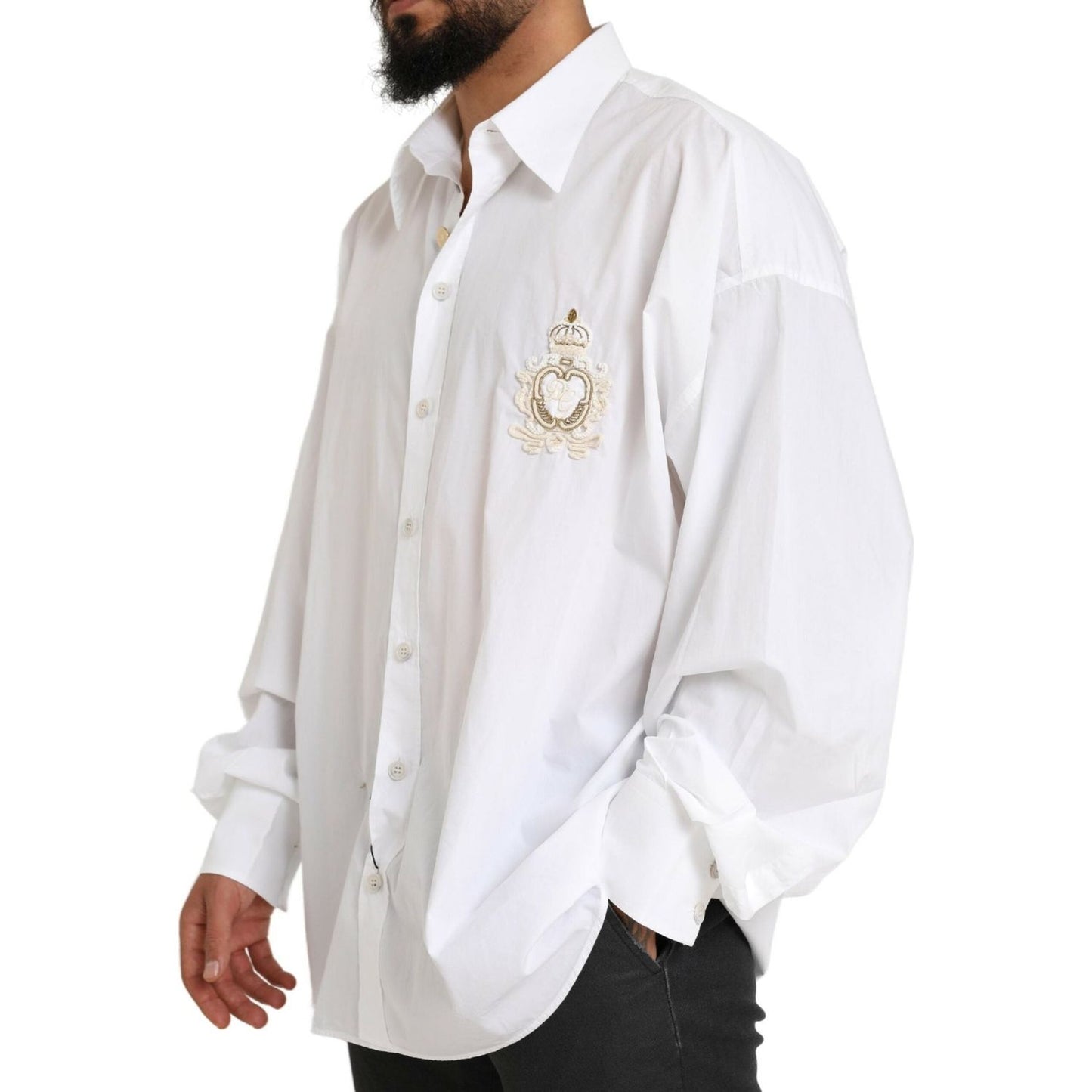 Dolce & Gabbana Elegant White Cotton Formal Shirt Dolce & Gabbana Light Gray