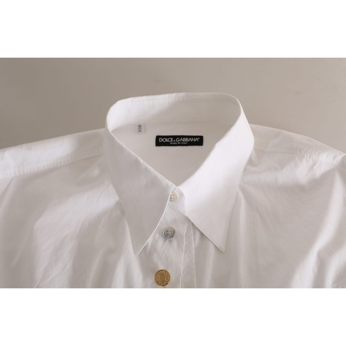 Dolce & Gabbana Elegant White Cotton Formal Shirt Dolce & Gabbana Dark Gray