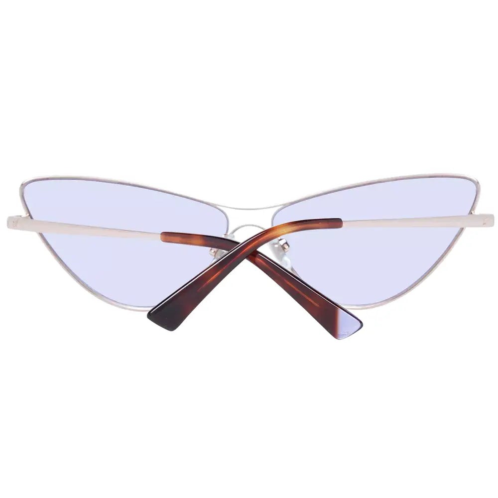 Rose gold cat eye women sunglasses with full-rim metal frame and purple lenses, offering 100% UVA & UVB protection.