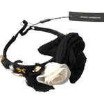 Dolce & Gabbana Diadem Headband Tiara White Rose Crystal Hair Gold SIG19569