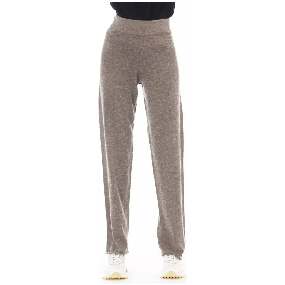Alpha Studio Brown Wool Women Pant AL-23481-IT42|M