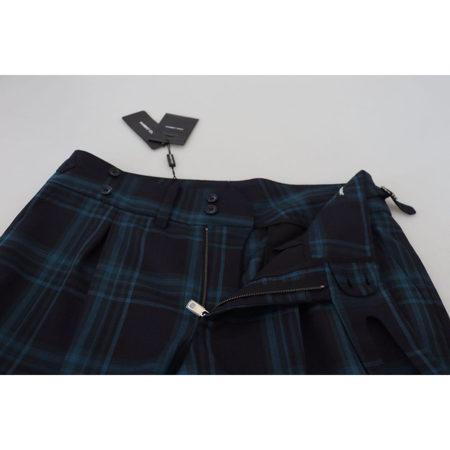 Dolce & Gabbana Elegant Plaid Wool Dress Pants Dolce & Gabbana Black