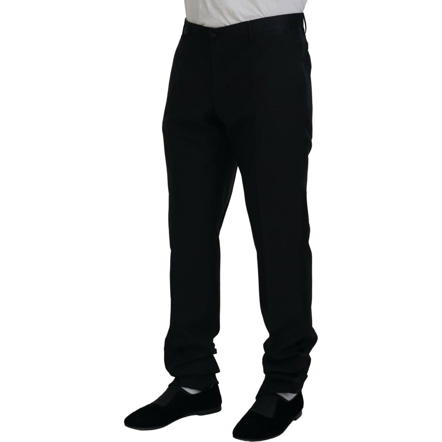 Dolce & Gabbana Black Dress Wool Silk Trouser Pants PAN74726-54