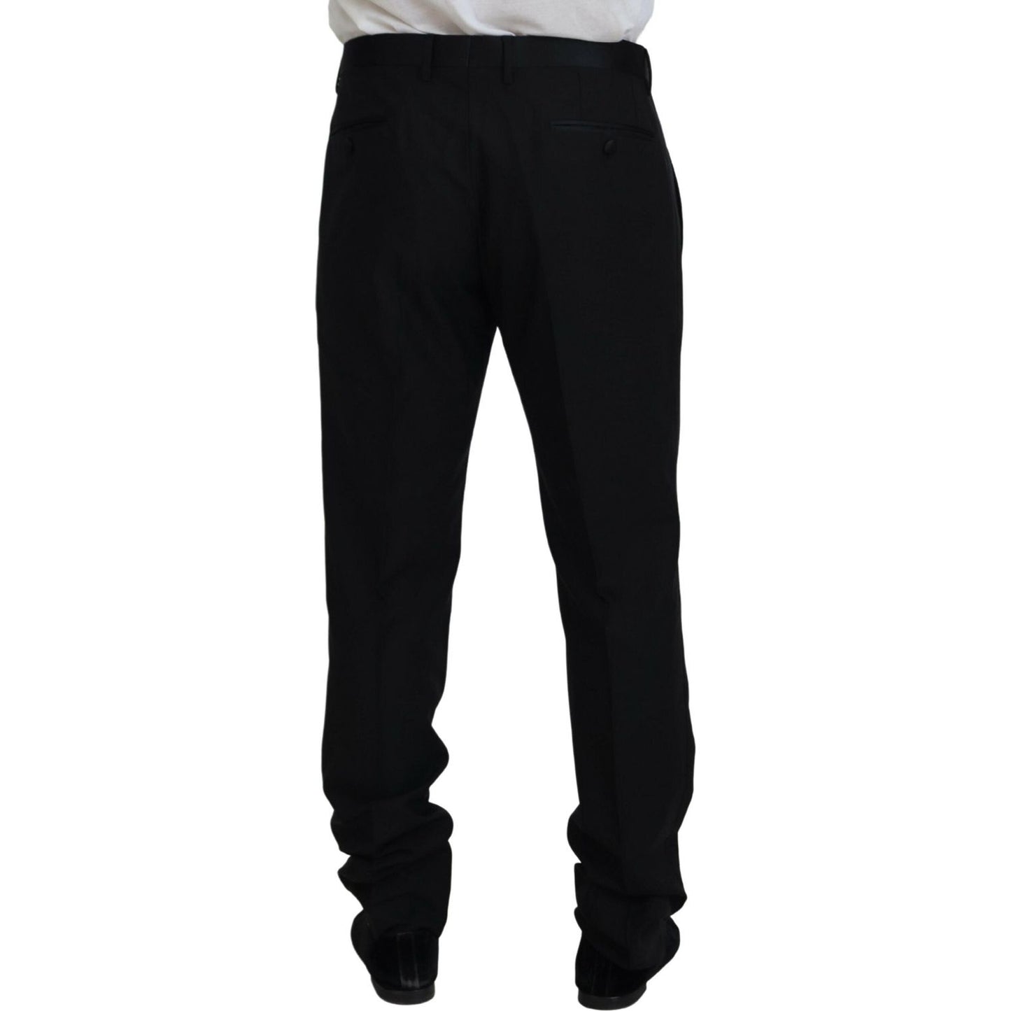 Dolce & Gabbana Black Dress Wool Silk Trouser Pants PAN74726-54
