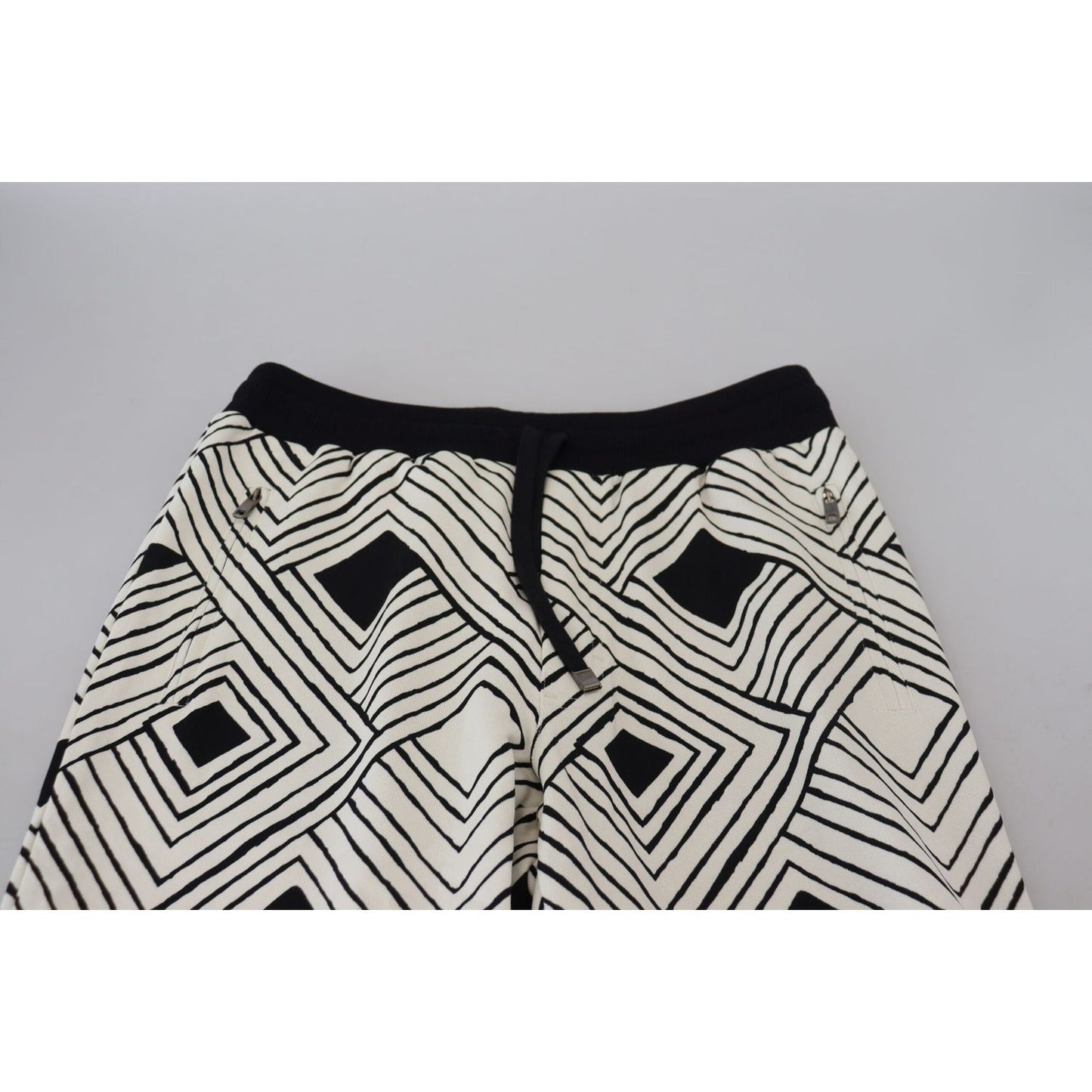 Dolce & Gabbana Black White Cotton Trousers Sport Pants PAN74757- 44