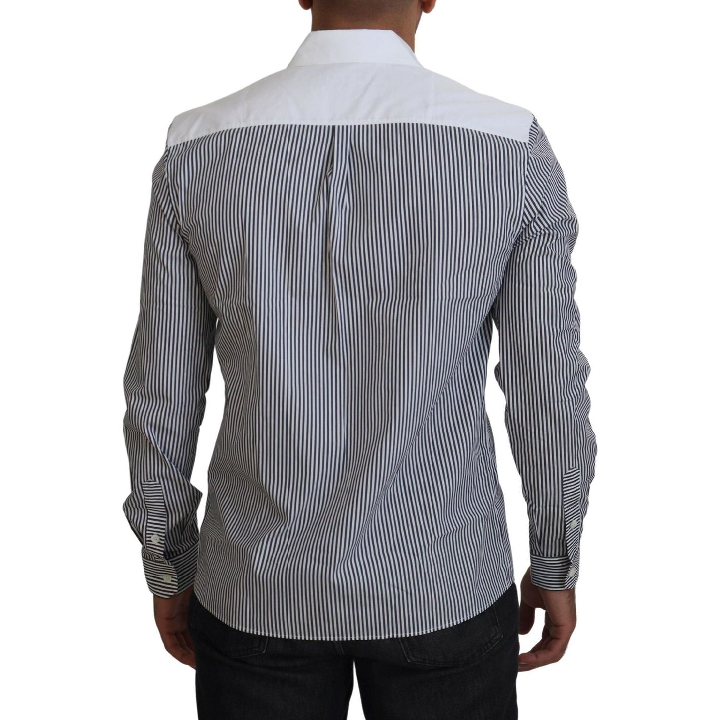 Dolce & Gabbana Slim Fit Striped Casual Shirt with Channel Motive Dolce & Gabbana Dark Slate Gray