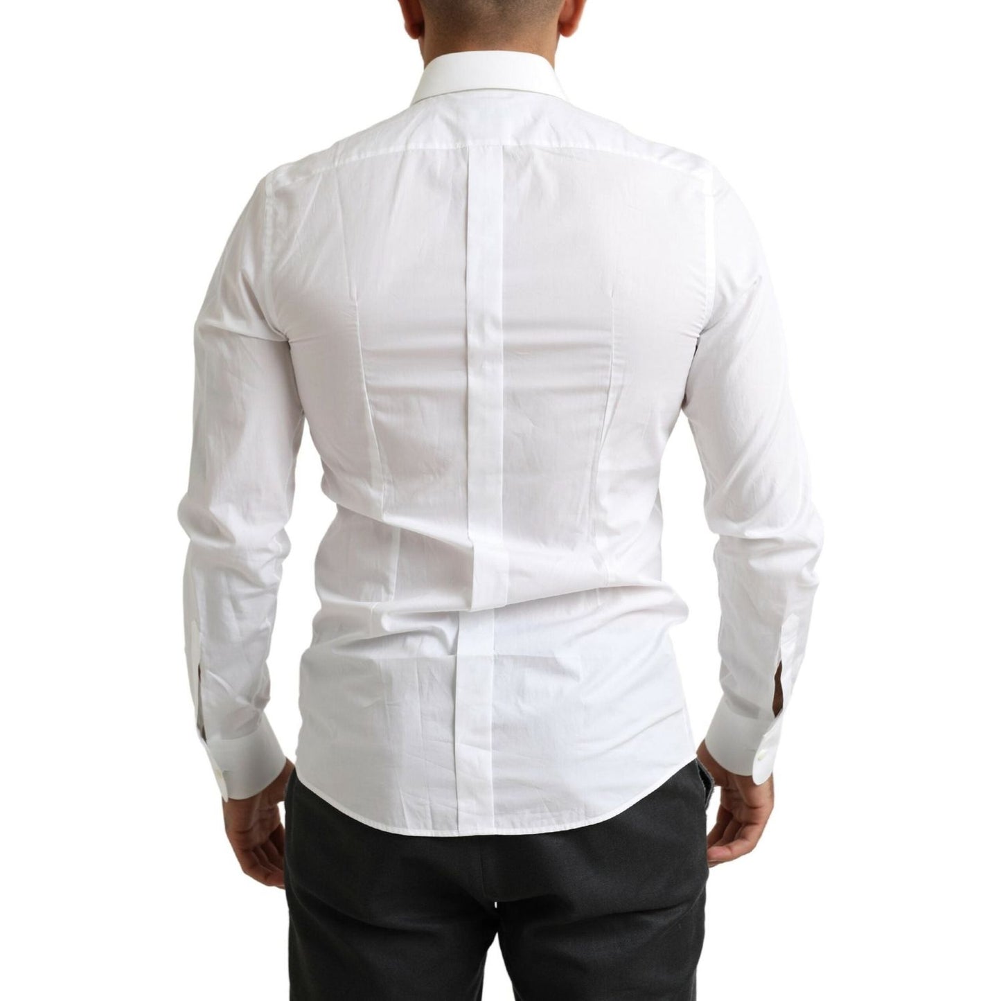 Dolce & Gabbana Italian Designer Slim Fit Tuxedo Shirt Dolce & Gabbana Light Gray