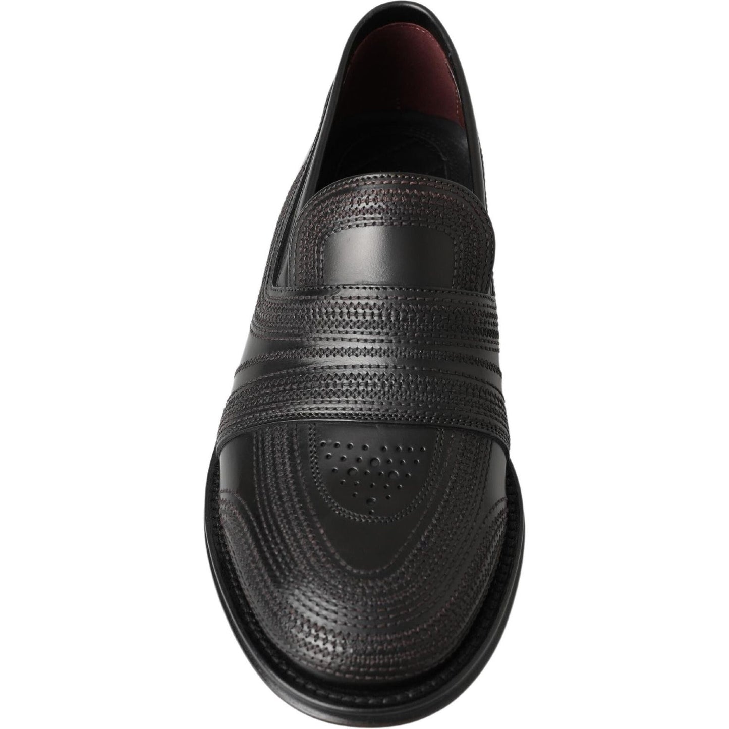 Dolce & Gabbana Elegant Black Leather Slipper Loafers Dolce & Gabbana Dark Slate Gray