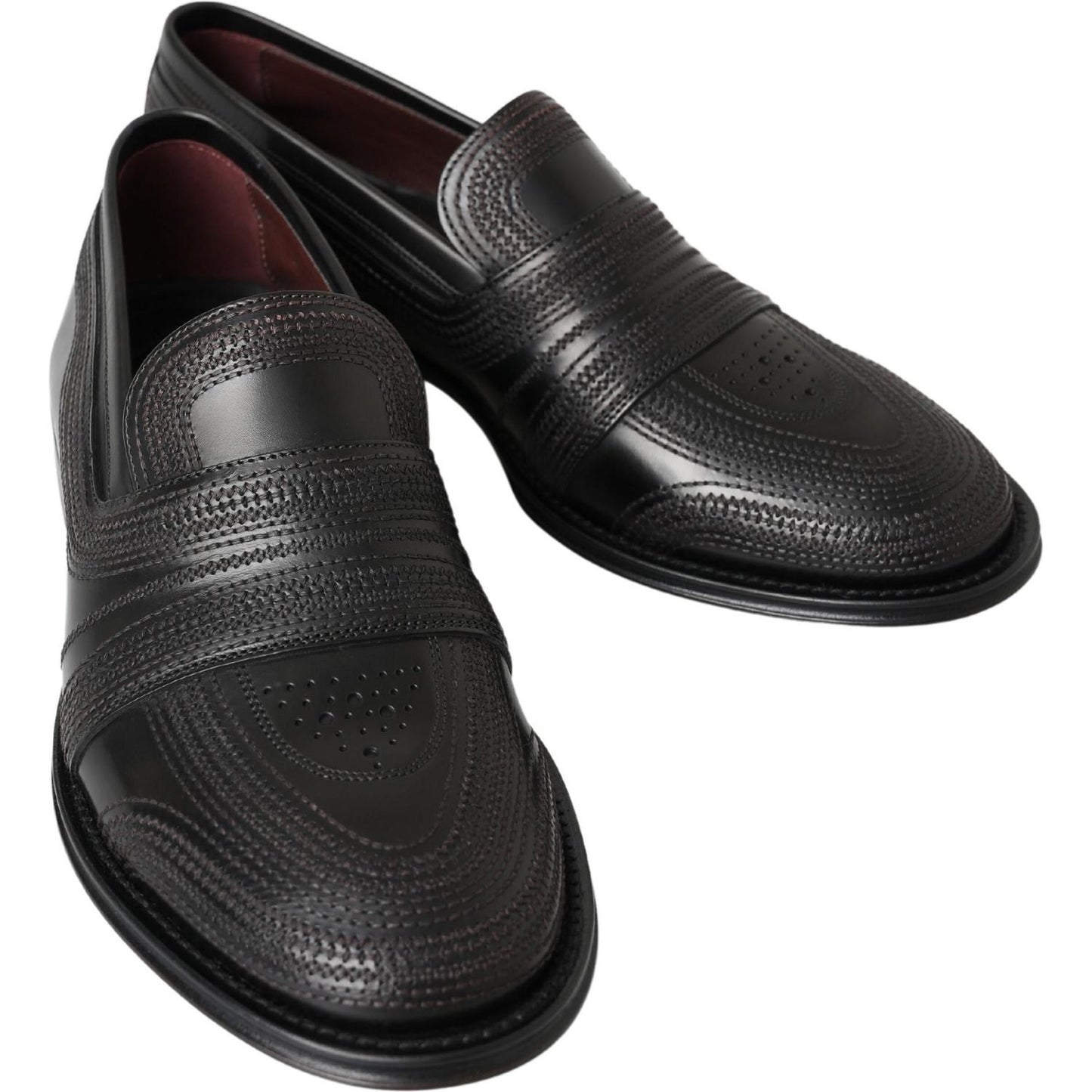 Dolce & Gabbana Elegant Black Leather Slipper Loafers Dolce & Gabbana Dark Slate Gray