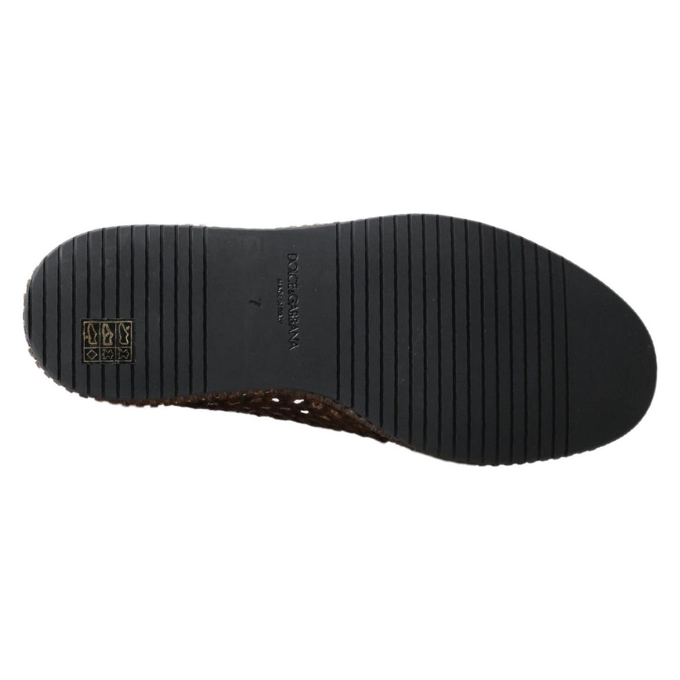 Dolce & Gabbana Elegant Leather Slipper Loafers in Brown Dolce & Gabbana Dark Slate Gray