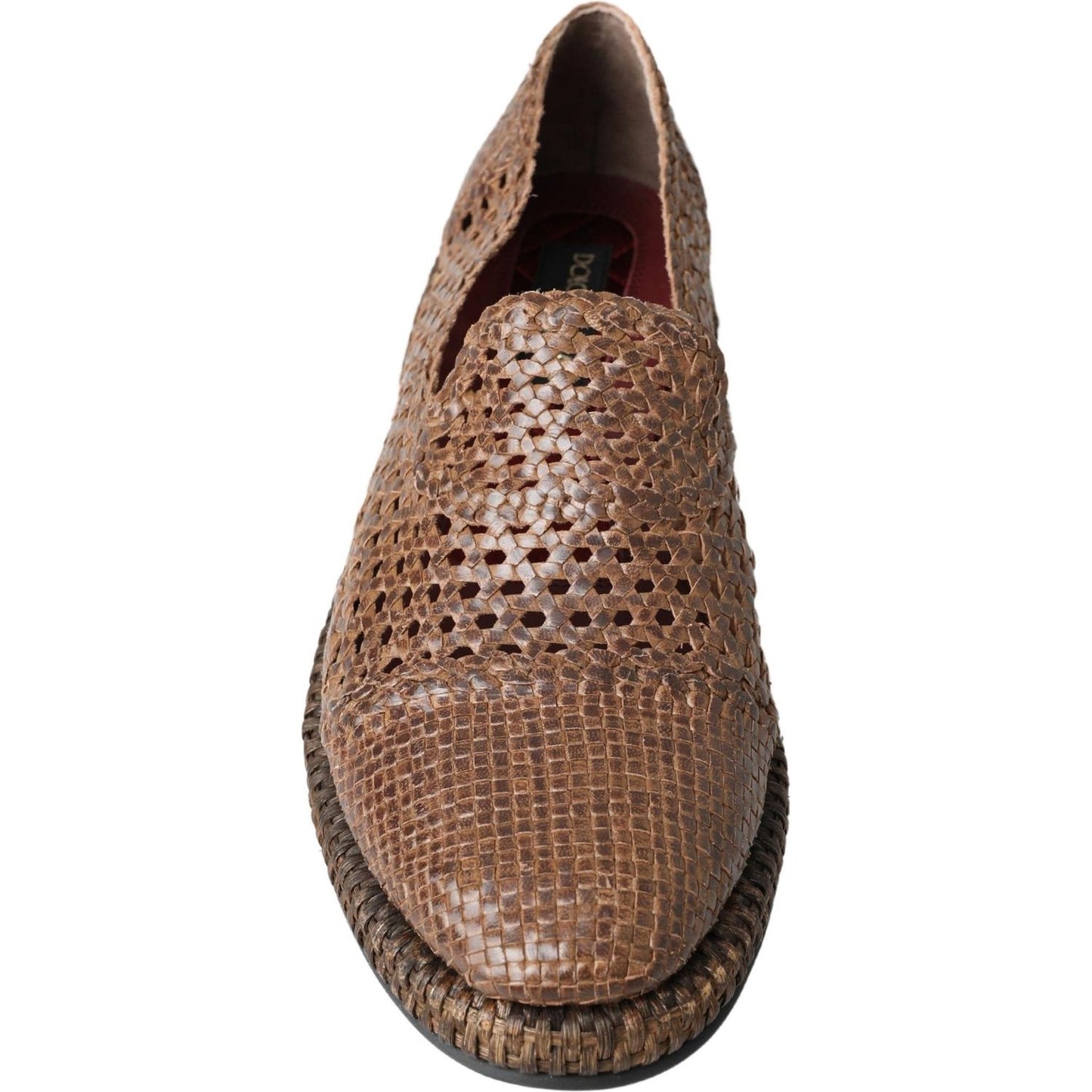 Dolce & Gabbana Elegant Leather Slipper Loafers in Brown Dolce & Gabbana Dim Gray