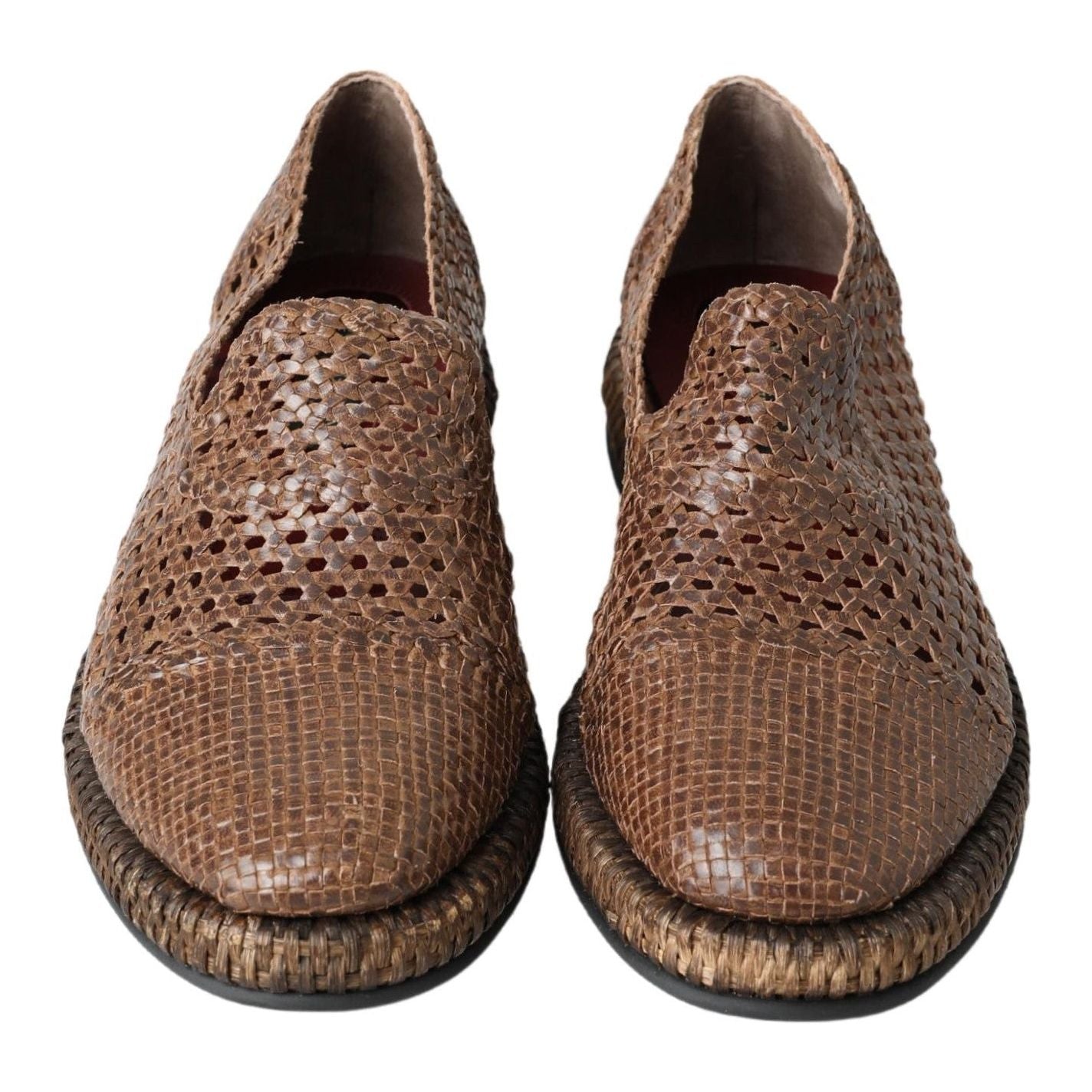 Dolce & Gabbana Elegant Leather Slipper Loafers in Brown Dolce & Gabbana Dark Olive Green