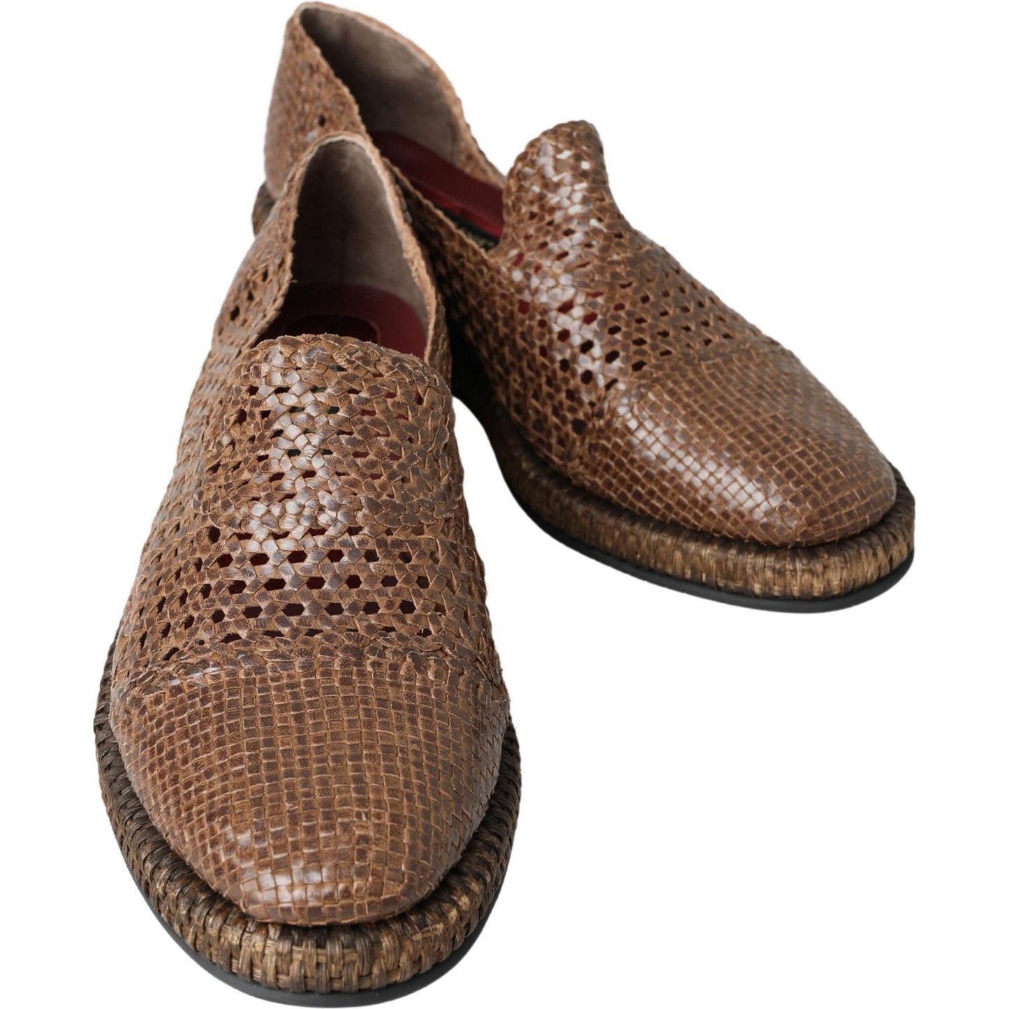 Dolce & Gabbana Elegant Leather Slipper Loafers in Brown Dolce & Gabbana Dark Olive Green