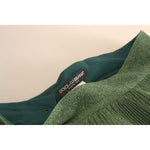 Dolce & Gabbana Metallic Green High Waist A-line Pleated Skirt SKI1829-44