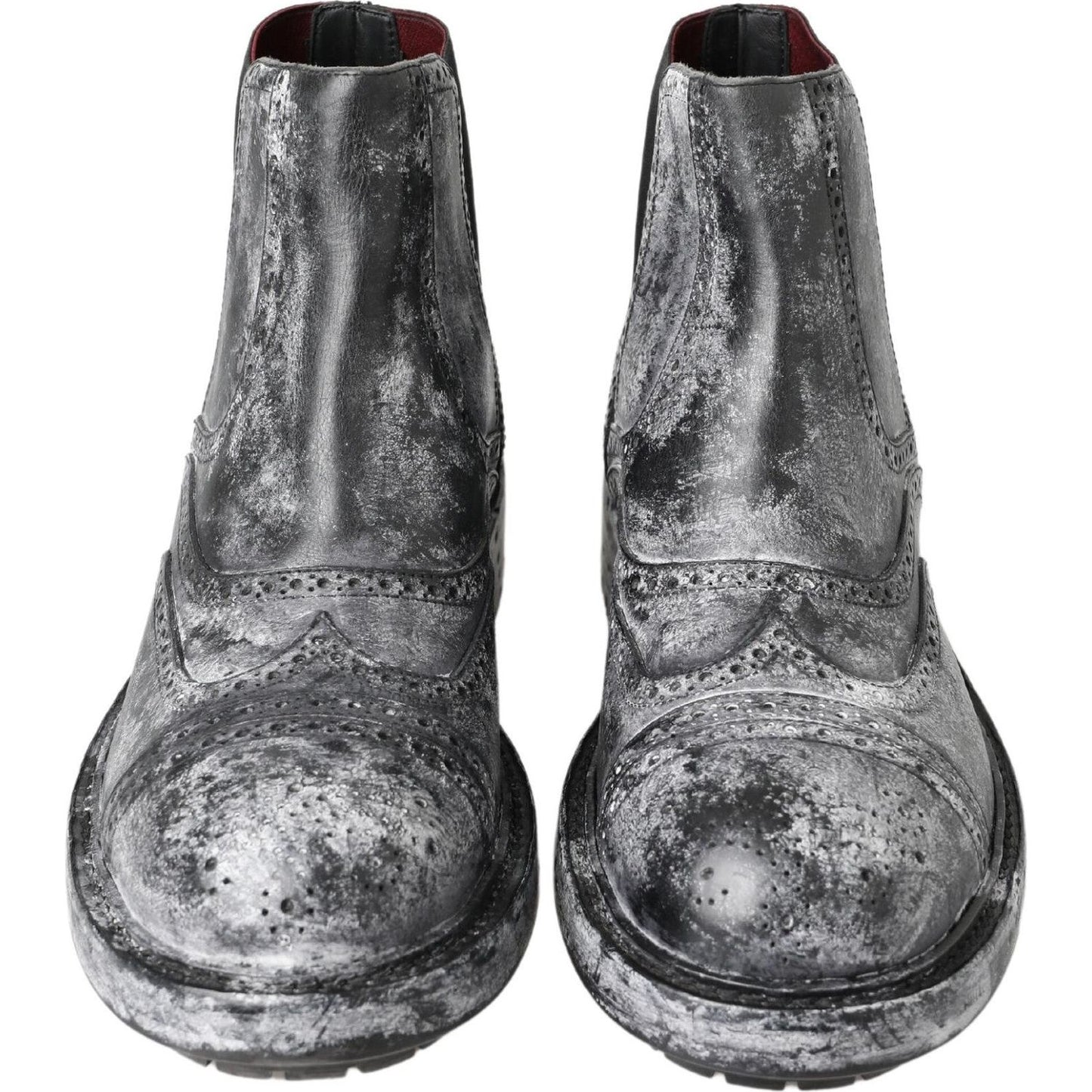 Dolce & Gabbana Elegant Black Faded Chelsea Ankle Boots Dolce & Gabbana Dim Gray