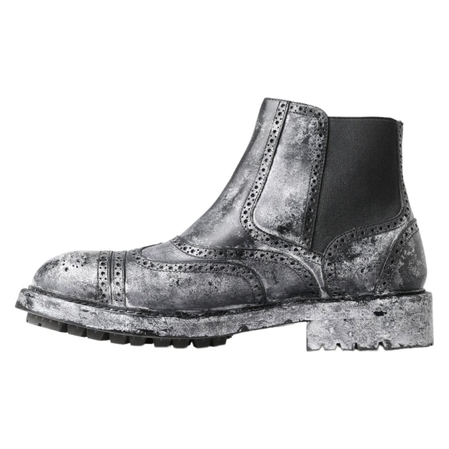 Dolce & Gabbana Elegant Black Faded Chelsea Ankle Boots Dolce & Gabbana Dark Slate Gray