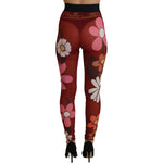 Dolce & Gabbana Red Floral Leggings Stretch Waist Pants PAN74235-38