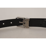 Dolce & Gabbana Black Calf Leather Perforated Metal Buckle Belt BEL8556- 90