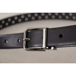 Dolce & Gabbana Black Calf Leather Perforated Metal Buckle Belt BEL8556- 90