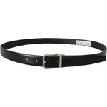 Dolce & Gabbana Black Calf Leather Silver Metal Logo Buckle Belt BEL8638-85