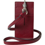 Dolce & Gabbana Red Leather Lanyard Logo Slim Card Holder Men Wallet BAG1101