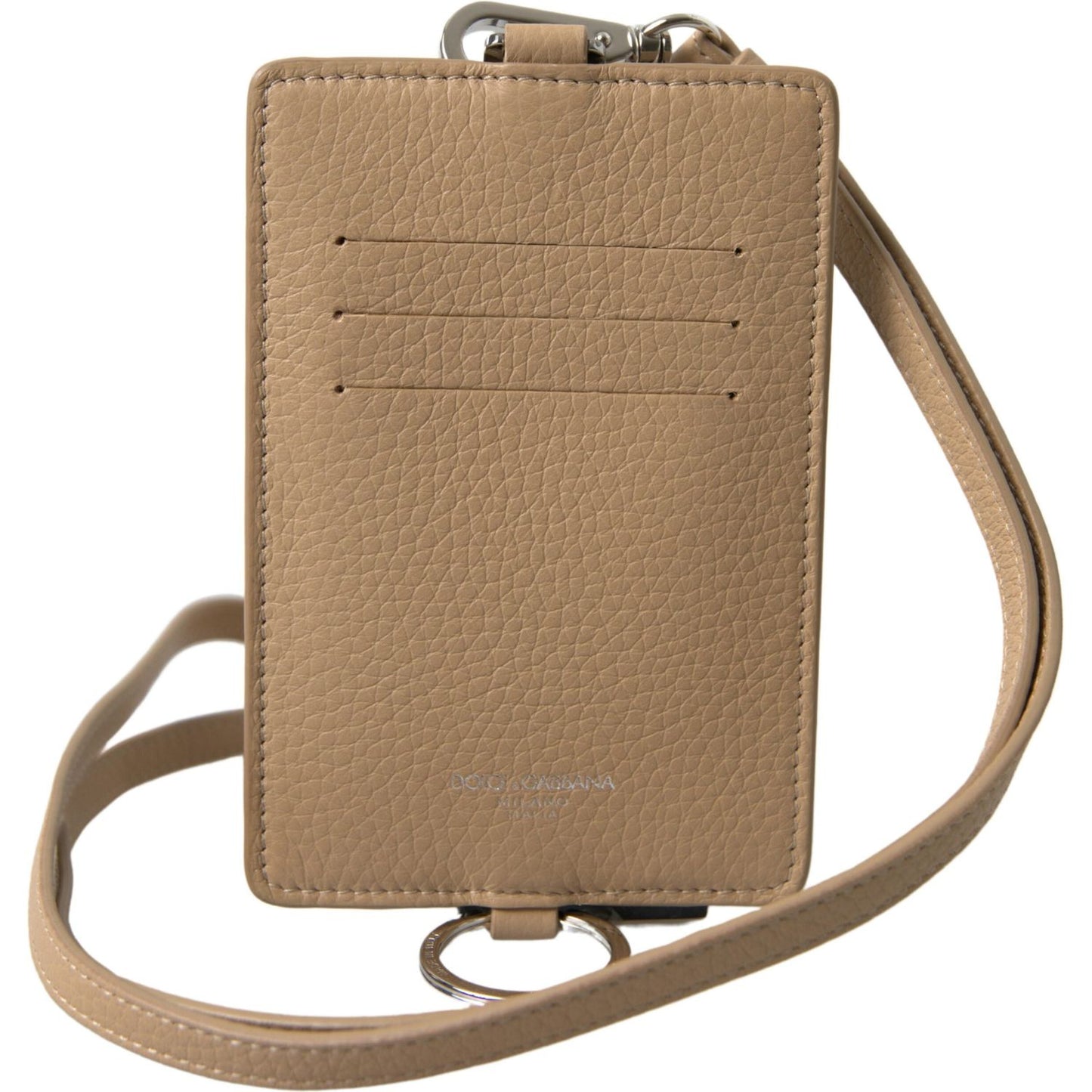 Dolce & Gabbana Elegant Beige Leather Cardholder Wallet Dolce & Gabbana Dim Gray