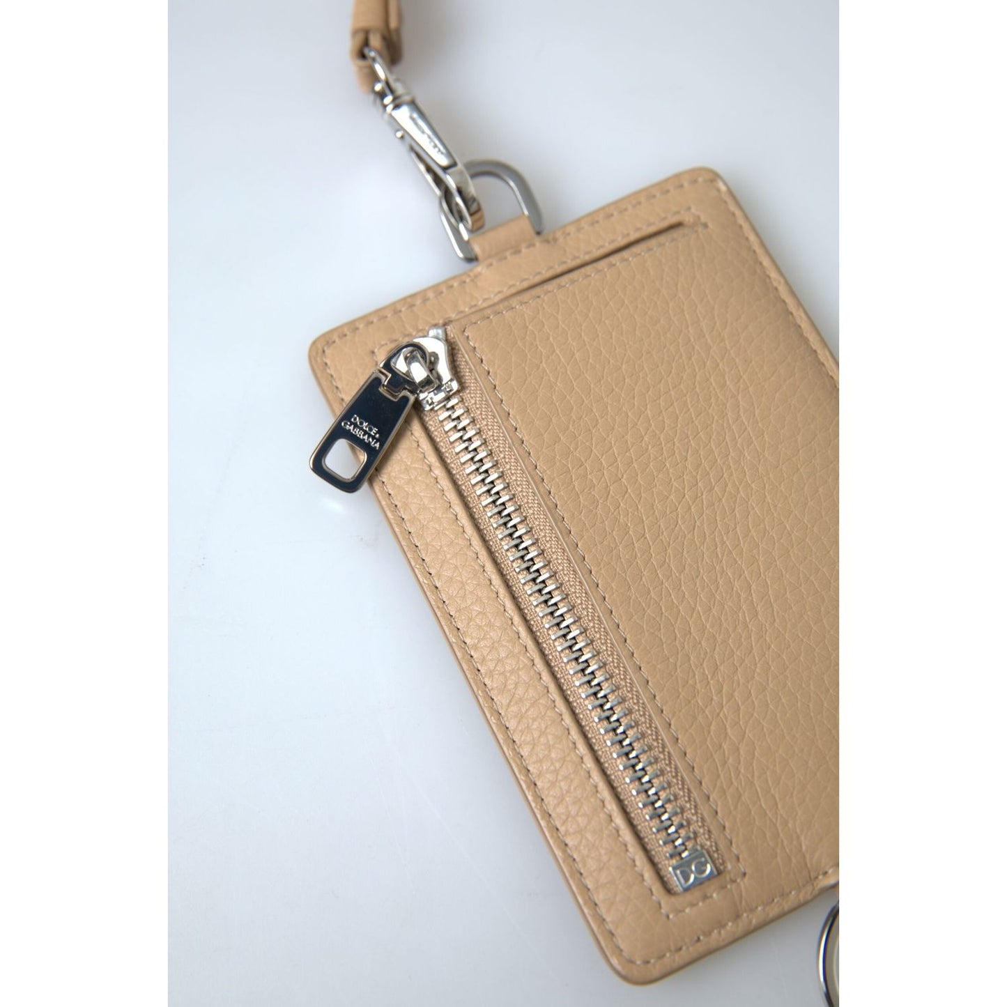 Dolce & Gabbana Elegant Beige Leather Cardholder Wallet Dolce & Gabbana Gray