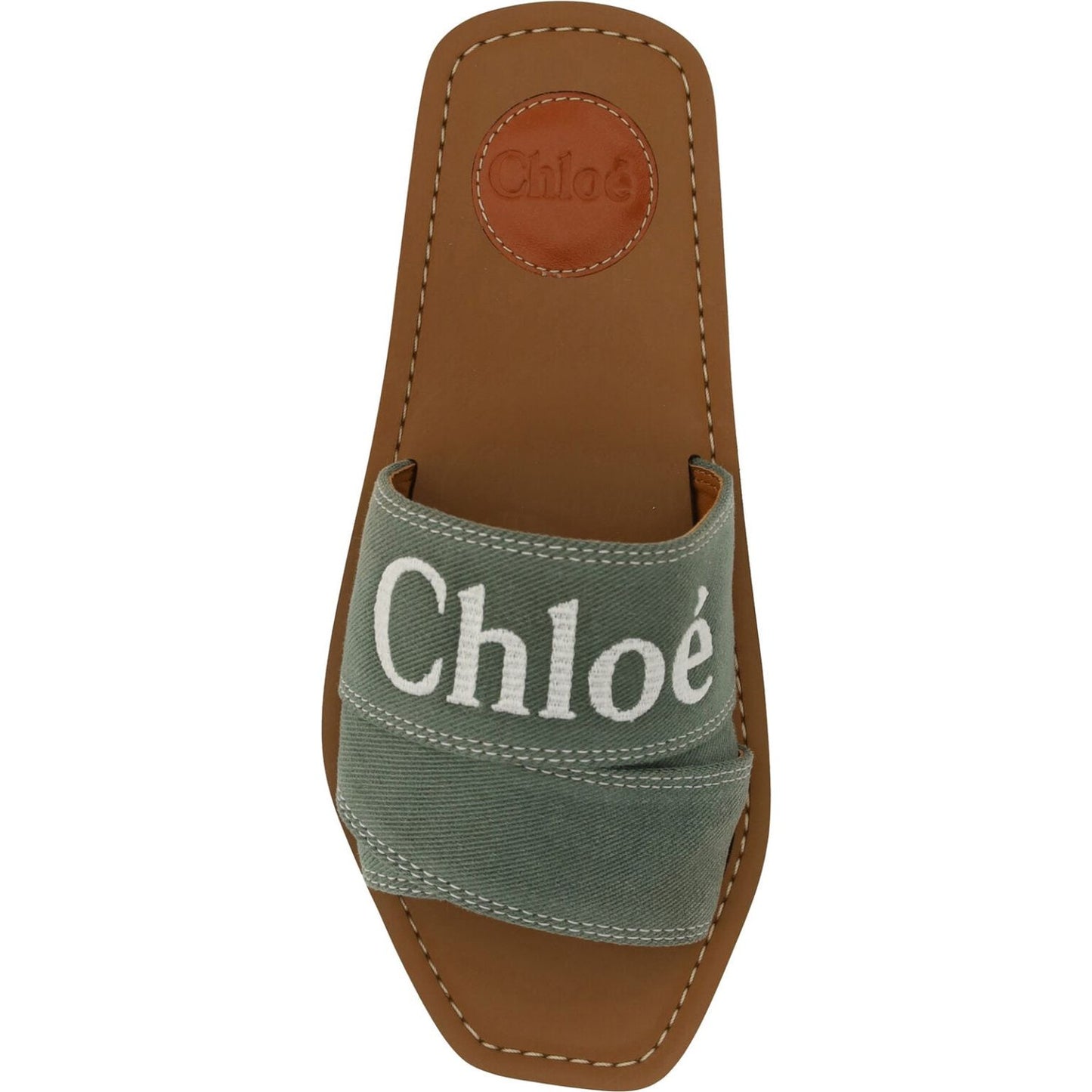 Chloé Elegant Forest Green Cotton Slides 7614027013016