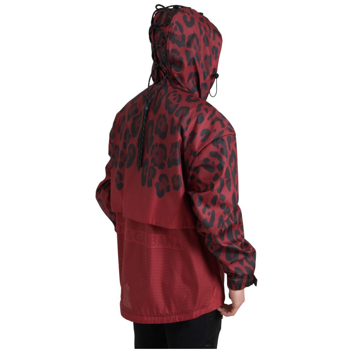 Dolce & Gabbana Radiant Red Leopard Print Hooded Jacket Dolce & Gabbana Saddle Brown