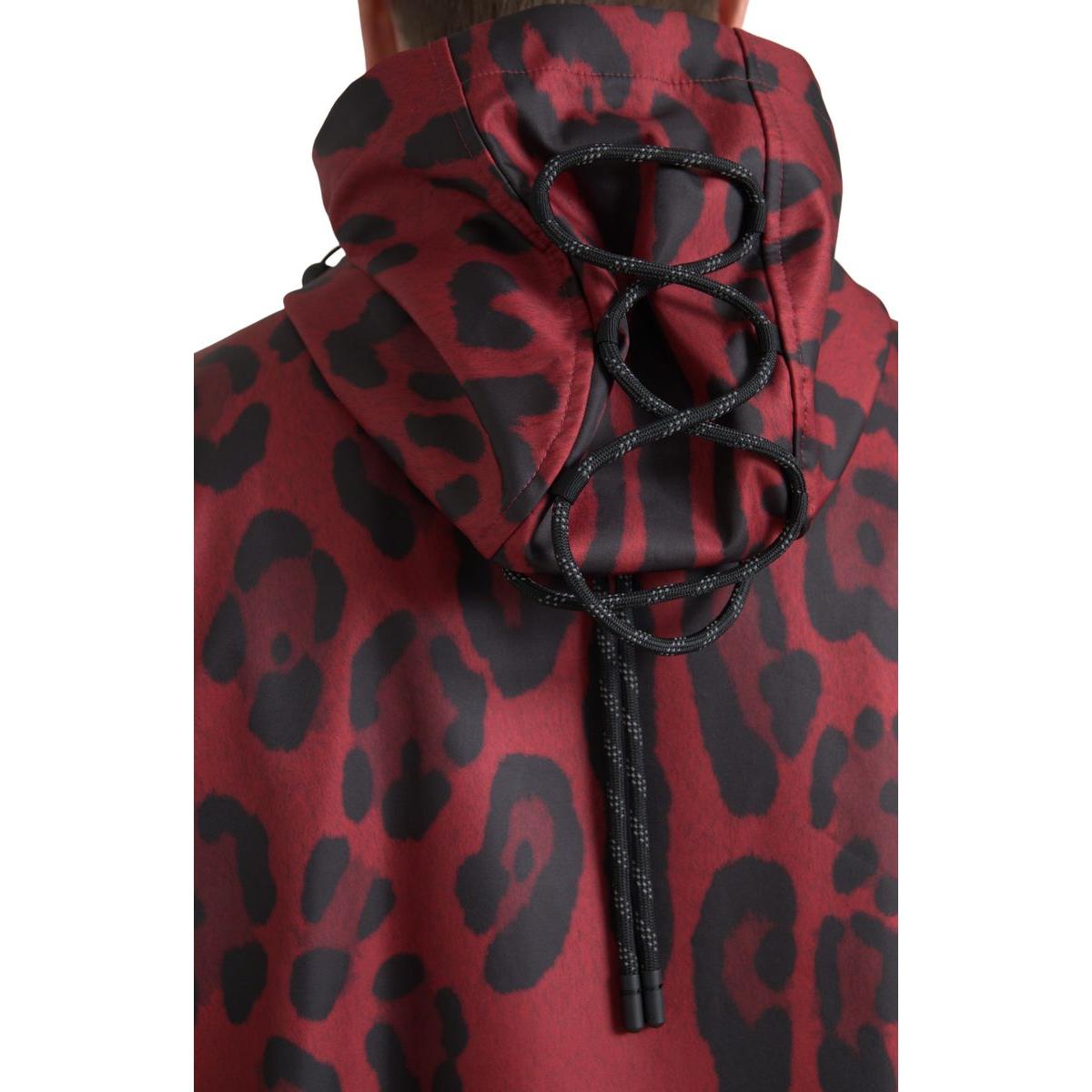 Dolce & Gabbana Radiant Red Leopard Print Hooded Jacket Dolce & Gabbana Dark Slate Gray
