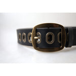 Dolce & Gabbana Black Leather Gold Metal Buckle Men Belt BEL9024-85