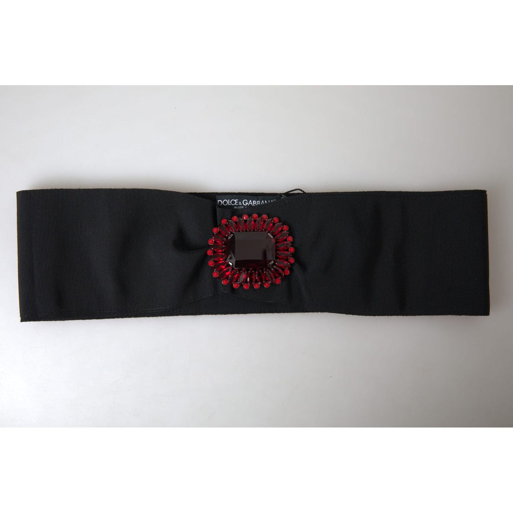 Dolce & Gabbana Black Crystal Brass Wide Waist Runway Belt WMB296-46