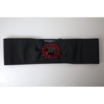 Dolce & Gabbana Black Crystal Brass Wide Waist Runway Belt WMB296-46