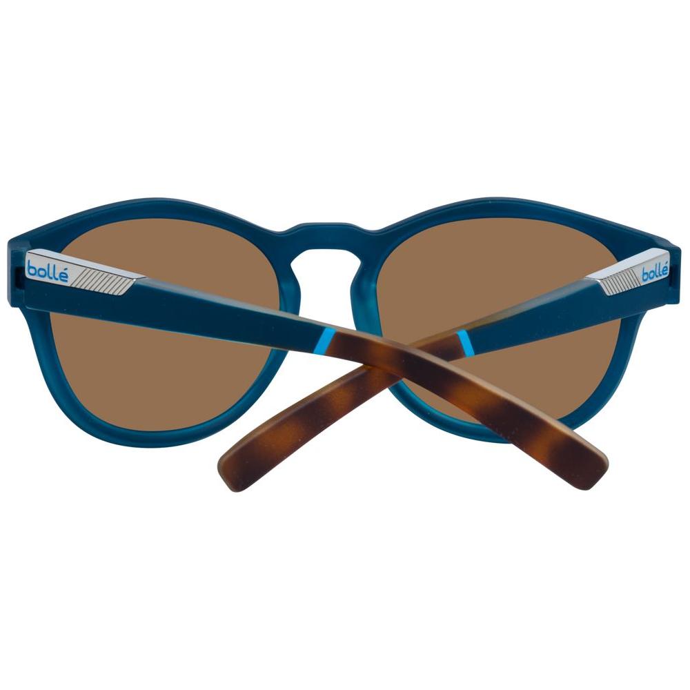 Bolle Blue Unisex Sunglasses with Brown Mirrored Lenses, Full-Rim Plastic Frame, 100% UVA & UVB Protection, Round Style, 54mm Width