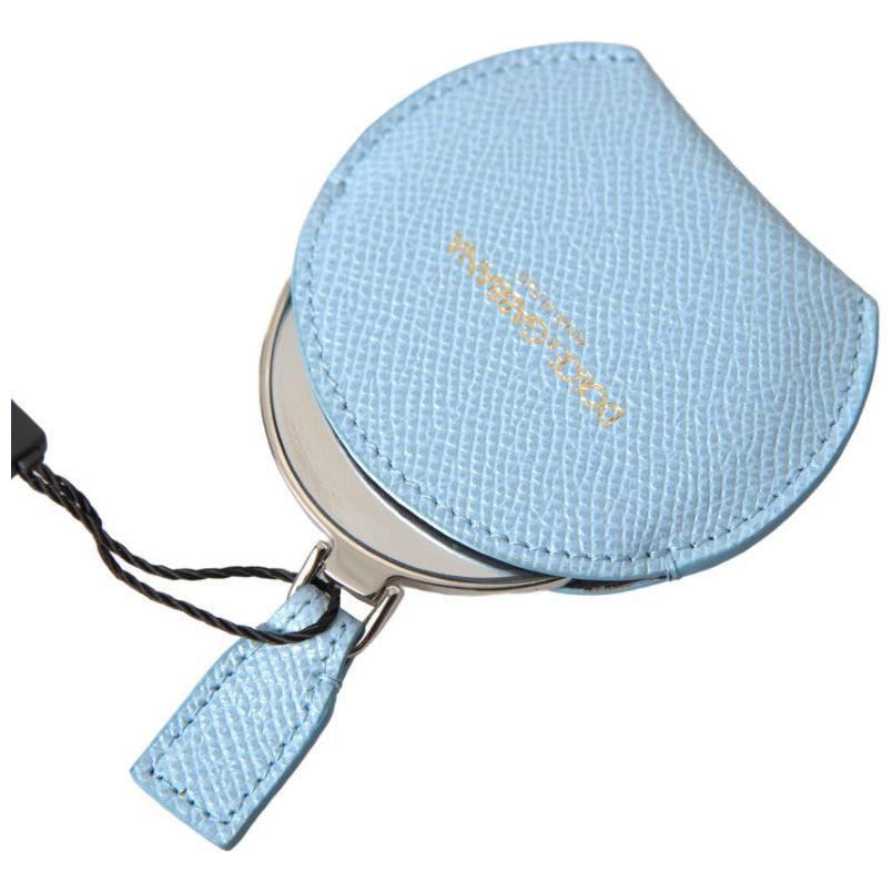 Dolce & Gabbana Elegant Leather Mirror Holder in Light Blue Dolce & Gabbana Light Steel Blue