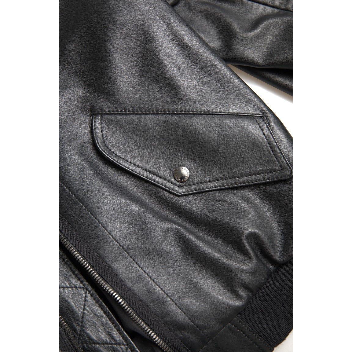 Dolce & Gabbana Black Leather Blouson Full Zip Bomber Jacket JKT3659-44